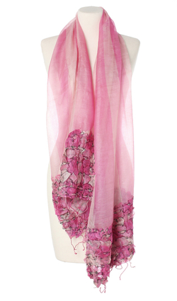 Elegancki jedwabny szal różowy Laura Verdiani 50x180cm Jedwab