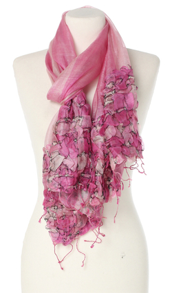 Elegancki jedwabny szal różowy Laura Verdiani 50x180cm Jedwab