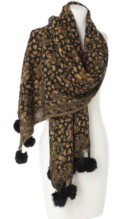 Szal Wełniany Laura Verdiani 65x200cm 100% Wełna Cętki Leoparda