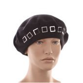 Włoski wełniany czarny beret z antenką  Laura Verdiani 100% Wełna