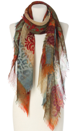 Piękny duży szal całoroczny z lekkiej wełny kaszmirowej Duża kolorowa chusta do sukienki Laura Verdiani