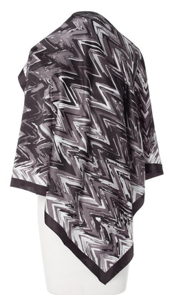 Modna Damska Chusta Apaszka Zygzaki 90x90cm czarna czarno szara