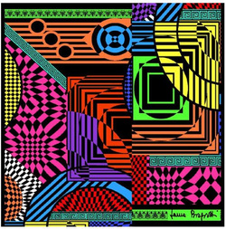 Chusta Apaszka Jedwabna Włoska 90x90cm Laura Biagiotti Geometryczna