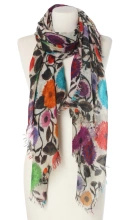 Piękny duży szal całoroczny z lekkiej wełny kaszmirowej Duża kolorowa chusta do sukienki Laura Verdiani