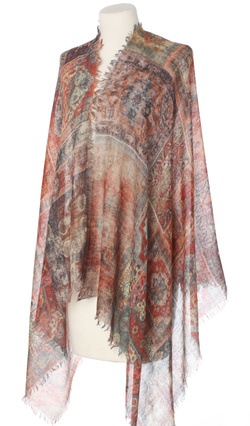 Piękny duży szal całoroczny z lekkiej wełny kaszmirowej Duża kolorowa chusta do sukienki Laura Verdiani