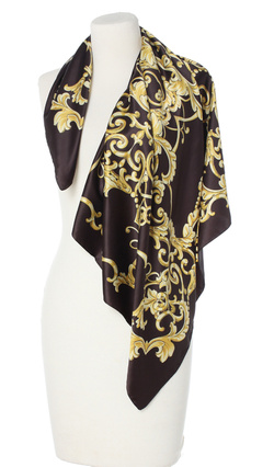 czarna złota chusta włoska apaszka elegancka na piękny prezent 90x90cm Made in Italy