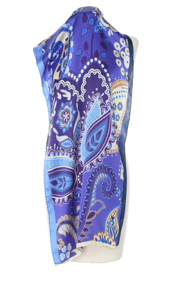 Włoski jedwabny duży szal do sukienki Marina D'Este 45x150cm 100% jedwab silk seta Print 