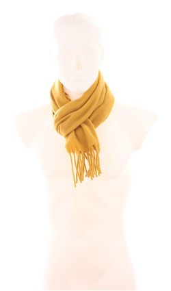 Wełniany gładki szal męski unisex 100% wełna LAMBSWOOL 30x140cm kolor ciemny żółty