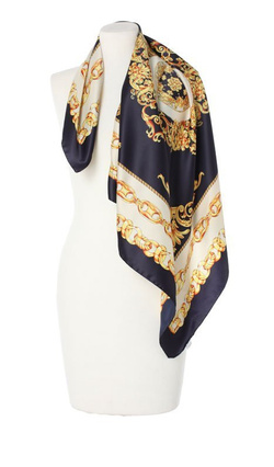 Klasyczna Chusta Apaszka Włoska 90x90 Elegancka granatowa