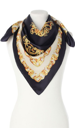 Klasyczna Chusta Apaszka Włoska 90x90 Elegancka granatowa