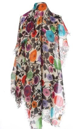 Piękny duży szal całoroczny z lekkiej wełny kaszmirowej Duża kolorowa chusta do sukienki Laura Verdiani
