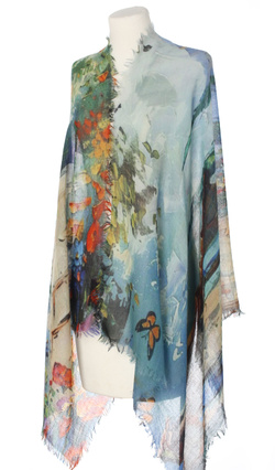 Piękny duży szal całoroczny z lekkiej wełny kaszmirowej Duża kolorowa chusta do sukienki Laura Verdiani