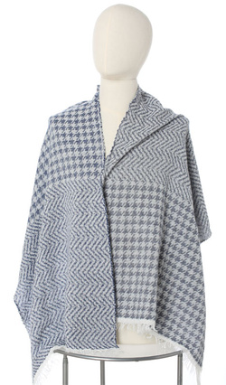 Męski ekskluzywny szalik kaszmirowy 55x180cm pepitka denim szary made in Italy