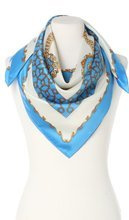 niebieska Chusta w łańcuchy Apaszka elegancka włoska 90x90cm