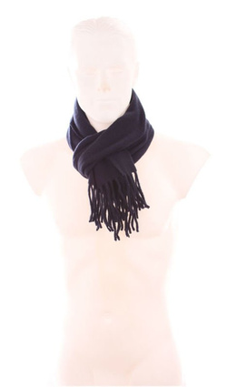 Szal Wełna LAMBSWOOL 30x140 Gładki Unisex ciemny granat