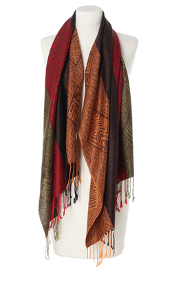 duży Szalik Pashmina 70x180 Całoroczny z Wiskozy i Jedwabiu do płaszcza i kurtki