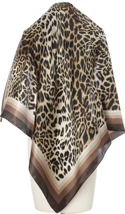 Ekskluzywna apaszka z jedwabiu chusta włoska w cętki pantera Marina D'Este 90x90 Italian Silk Animal Print