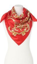 modna Apaszka Chusta Włoska na prezent 90x90cm czerwono złota