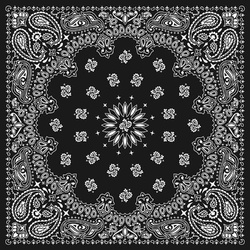 czarna Bandana Chusta Apaszka damska Włoska 90x90 rebel Paisley