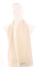 Szal Wełna LAMBSWOOL 30x145 Gładki kremowy śmietana ecru