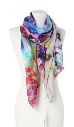 Jedwabny duży szal włoski Chusta Laura Biagiotti 70x180cm Jedwab Silk kolorowy