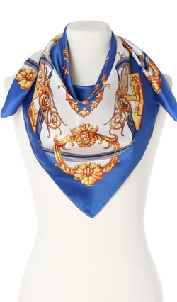 kobaltowa Chusta klasyczna Apaszka royal elegancka pod szyję włoska 90x90