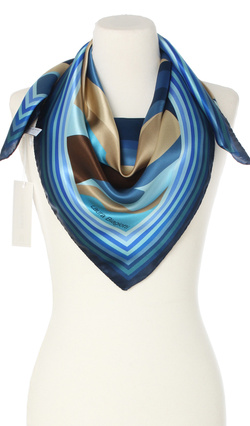 Ekskluzywna apaszka z jedwabiu chusta włoska Laura Biagiotti 90x90 Italian Silk granatowa niebieska