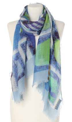 Piękny duży szal całoroczny z lekkiej wełny kaszmirowej Duża kolorowa chusta do sukienki Laura Verdiani