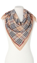 Chusta w kratkę beżowa 90x90cm Klasyczna Apaszka w kratę beż