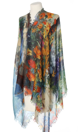 Piękny duży szal całoroczny z lekkiej wełny kaszmirowej Duża kolorowa chusta do sukienki Laura Verdiani