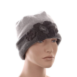 Czapka FRASCONI Wełna Jedwab Wywijana jasny szary