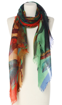 Piękny duży szal całoroczny z lekkiej wełny kaszmirowej Duża kolorowa chusta do sukienki Laura Verdiani