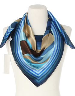 Ekskluzywna apaszka z jedwabiu chusta włoska Laura Biagiotti 90x90 Italian Silk granatowa niebieska