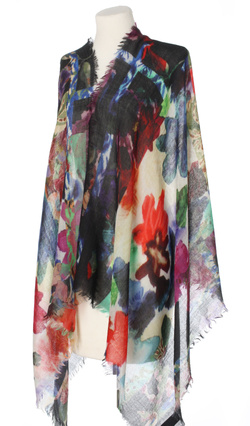 Piękny duży szal całoroczny z lekkiej wełny kaszmirowej Duża kolorowa chusta do sukienki Laura Verdiani
