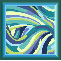 Ekskluzywna apaszka z jedwabiu chusta włoska Laura Biagiotti 90x90 Italian Silk morska turkusowa