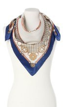 Elegancka Satynowa Apaszka Szal Chusta Klasyczna Włoska 90x90cm kobaltowa