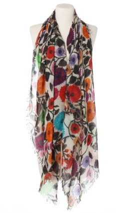 Piękny duży szal całoroczny z lekkiej wełny kaszmirowej Duża kolorowa chusta do sukienki Laura Verdiani