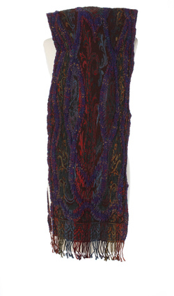 Gufrowany szal wełniany Laura Verdiani 35x180cm Wełna fioletowy oliwkowy