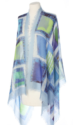 Piękny duży szal całoroczny z lekkiej wełny kaszmirowej Duża kolorowa chusta do sukienki Laura Verdiani