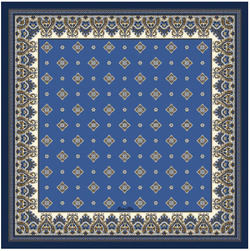 Ekskluzywna apaszka z jedwabiu chusta włoska Marina D'Este 90x90 Italian Silk niebieska royal