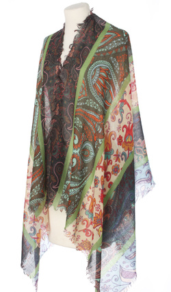 Piękny duży szal całoroczny z lekkiej wełny kaszmirowej Duża kolorowa chusta do sukienki Laura Verdiani