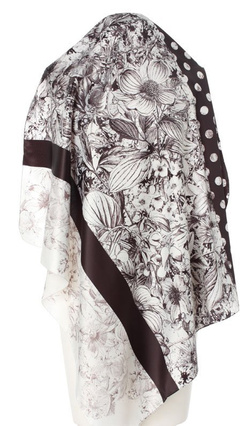 czarno biała Chusta w kwiaty i grochy Apaszka Włoska 90x90 elegancka