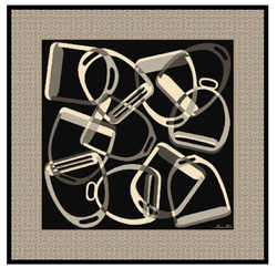 Ekskluzywna apaszka z jedwabiu chusta włoska Marina D'Este 90x90 Italian Silk srebrna szara czarna