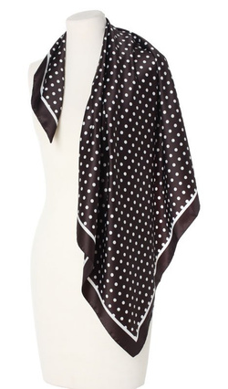 czarna Chusta Apaszka w białe groszki Włoska 90x90cm elegancka