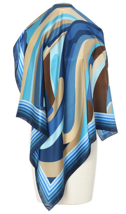 Ekskluzywna apaszka z jedwabiu chusta włoska Laura Biagiotti 90x90 Italian Silk granatowa niebieska