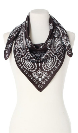 czarna Bandana Chusta Apaszka damska Włoska 90x90 rebel Paisley