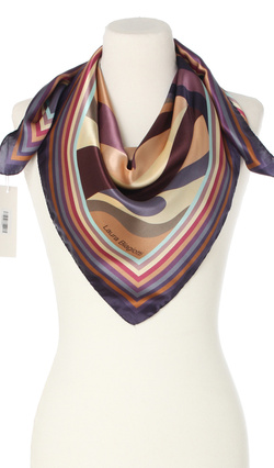 Ekskluzywna apaszka z jedwabiu chusta włoska Laura Biagiotti 90x90 Italian Silk fioletowa