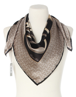 Ekskluzywna apaszka z jedwabiu chusta włoska Marina D'Este 90x90 Italian Silk srebrna szara czarna