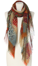 Piękny duży szal całoroczny z lekkiej wełny kaszmirowej Duża kolorowa chusta do sukienki Laura Verdiani