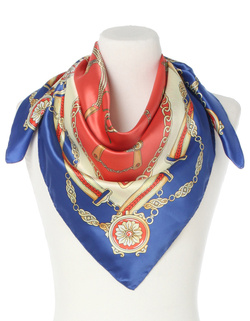 granatowa czerwona chusta włoska apaszka elegancka na piękny prezent 90x90cm Made in Italy